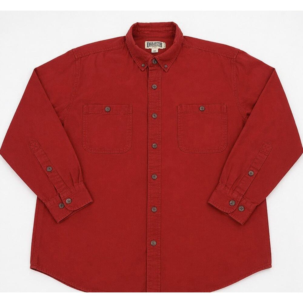Duluth Trading Co Red Button Up Shirt Men’s Size XL Cotton Long Sleeve Workwear